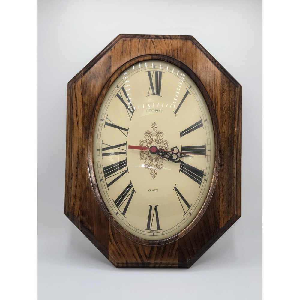 Verichron Harris & Mallow Wood Wall Clock Roman Numeral Quartz Made in USA